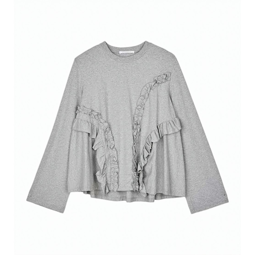 CECILIE BAHNSEN Asymmetrical Ruffle Detail Long-Sleeve Top